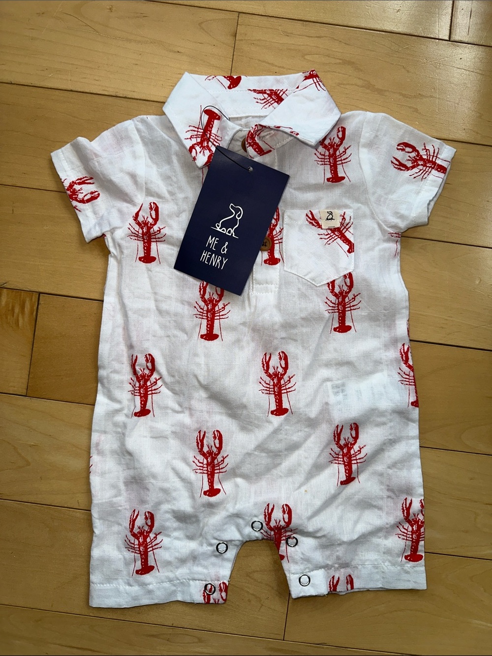 NWT Me & Henry cotton lobster romper